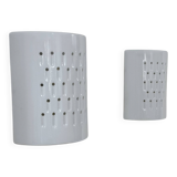 Pair of vintage wall lights in white porcelain, France, 1980.