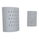 Pair of vintage wall lights in white porcelain, France, 1980.