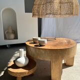 Quadripod coffee table in solid wood monoxyl natural color (dark)