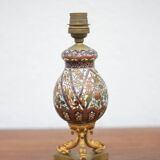 Cloisonné enamel lamp with bronze dolphin base, Napoleon III lamp, table lamp