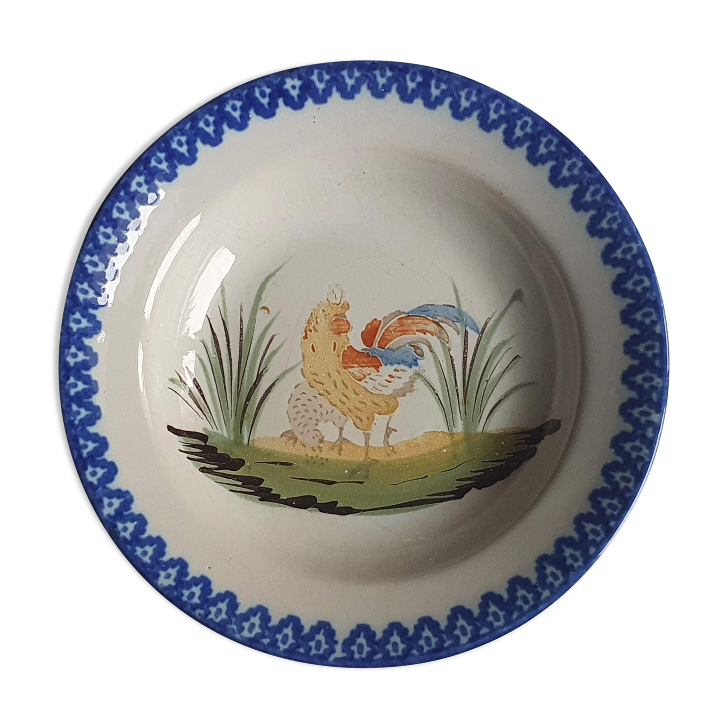 Rooster plate and basket of the Charolles factory