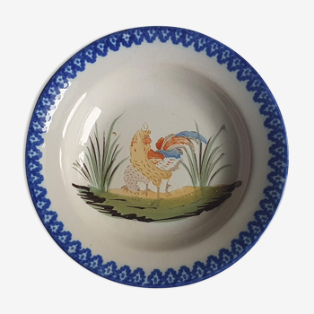 Rooster plate and basket of the Charolles factory