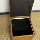 Vintage Sede leather pouf with chest