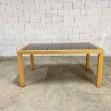 Italian rattan and glass table from the 1970s