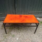 Coffee table in enamelled lava orange 70's