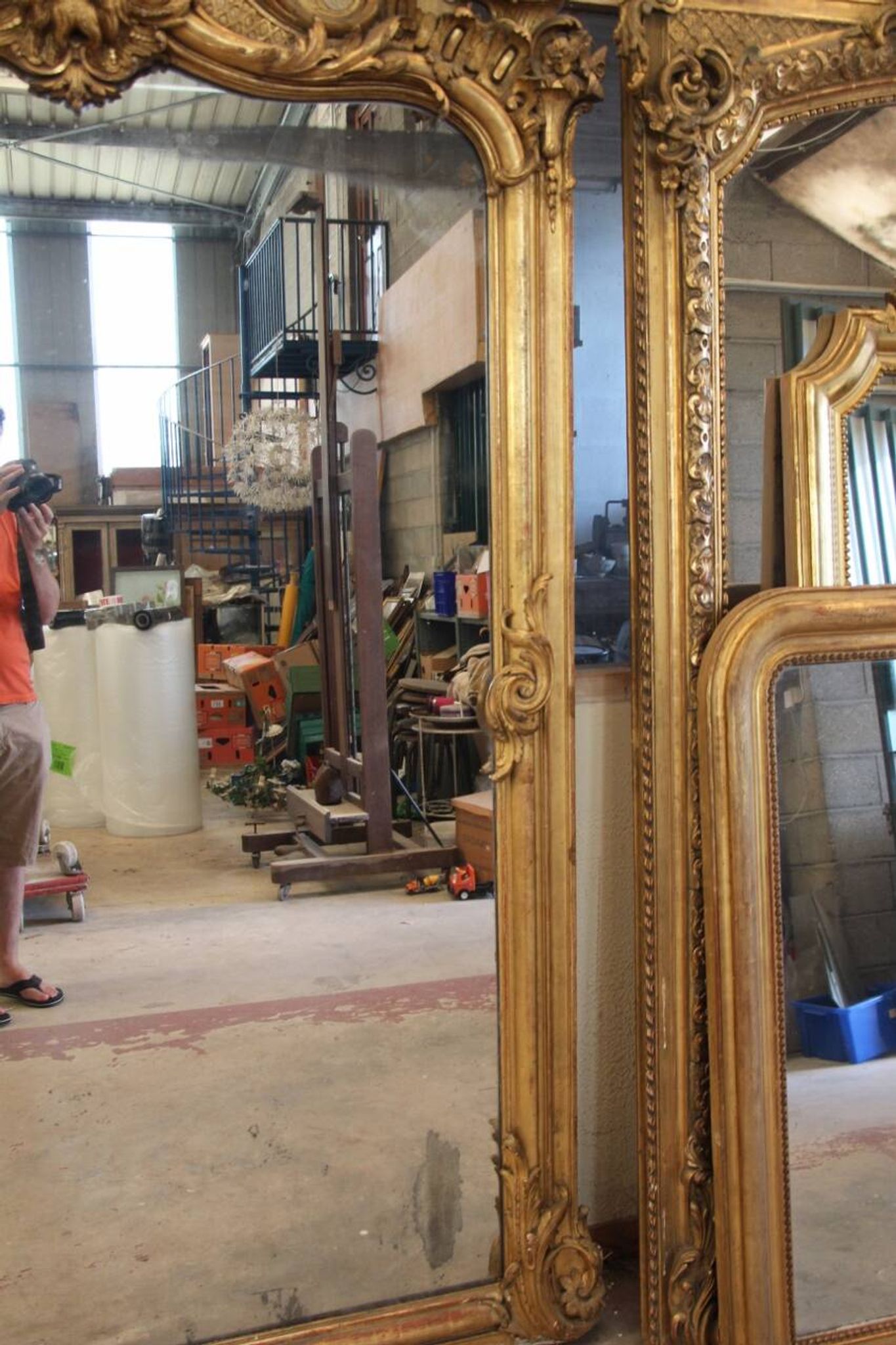 grand miroir doré Napoleon III au masque