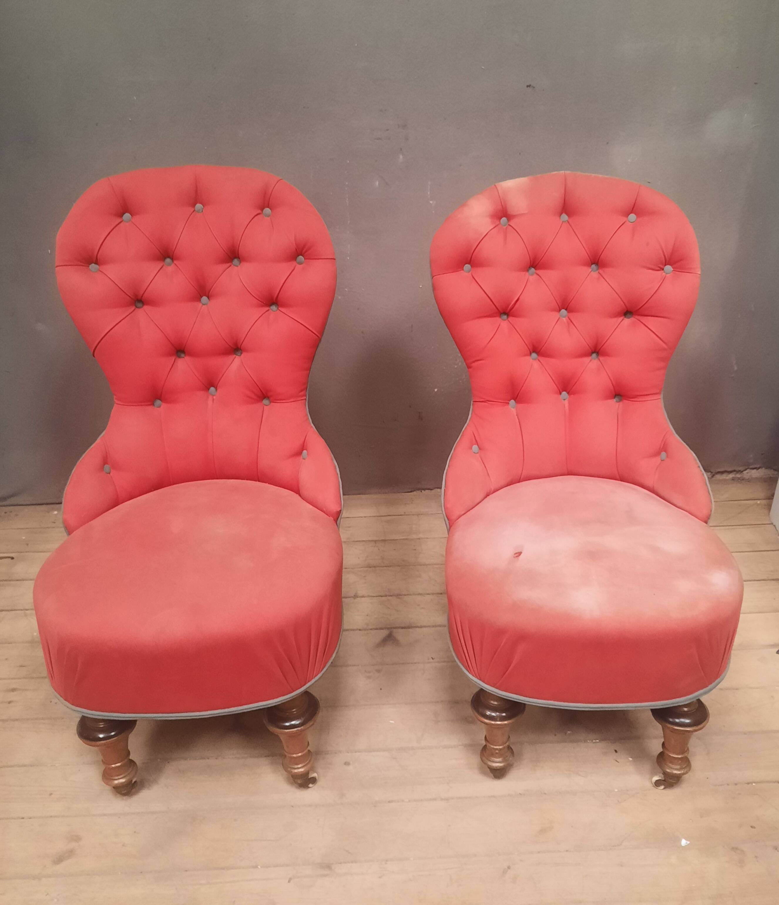 Pair of upholstered toad chairs