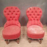 Pair of upholstered toad chairs
