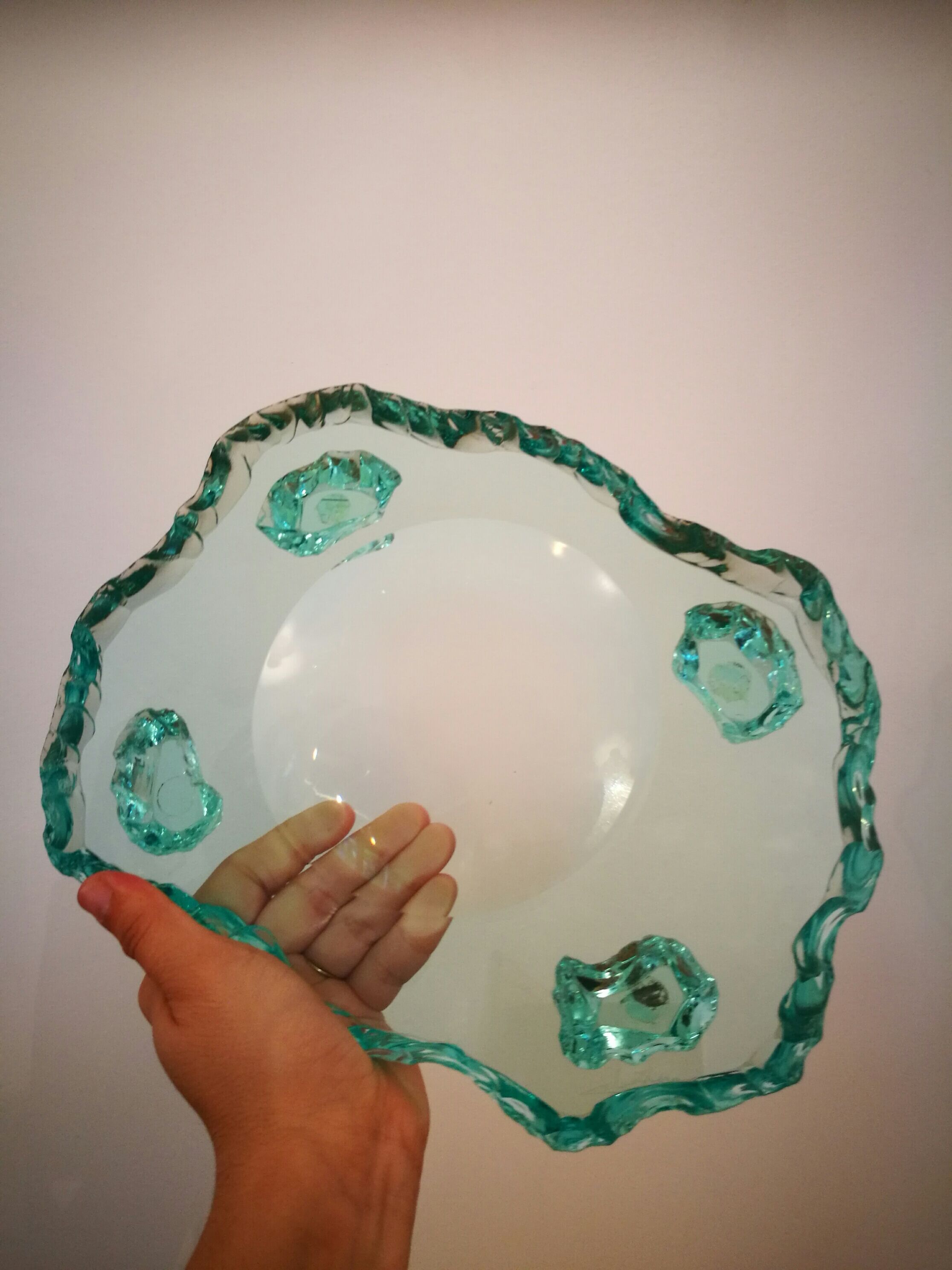 Fontana arte empty  pocket thick glass signed (italy, 1940 - 50)