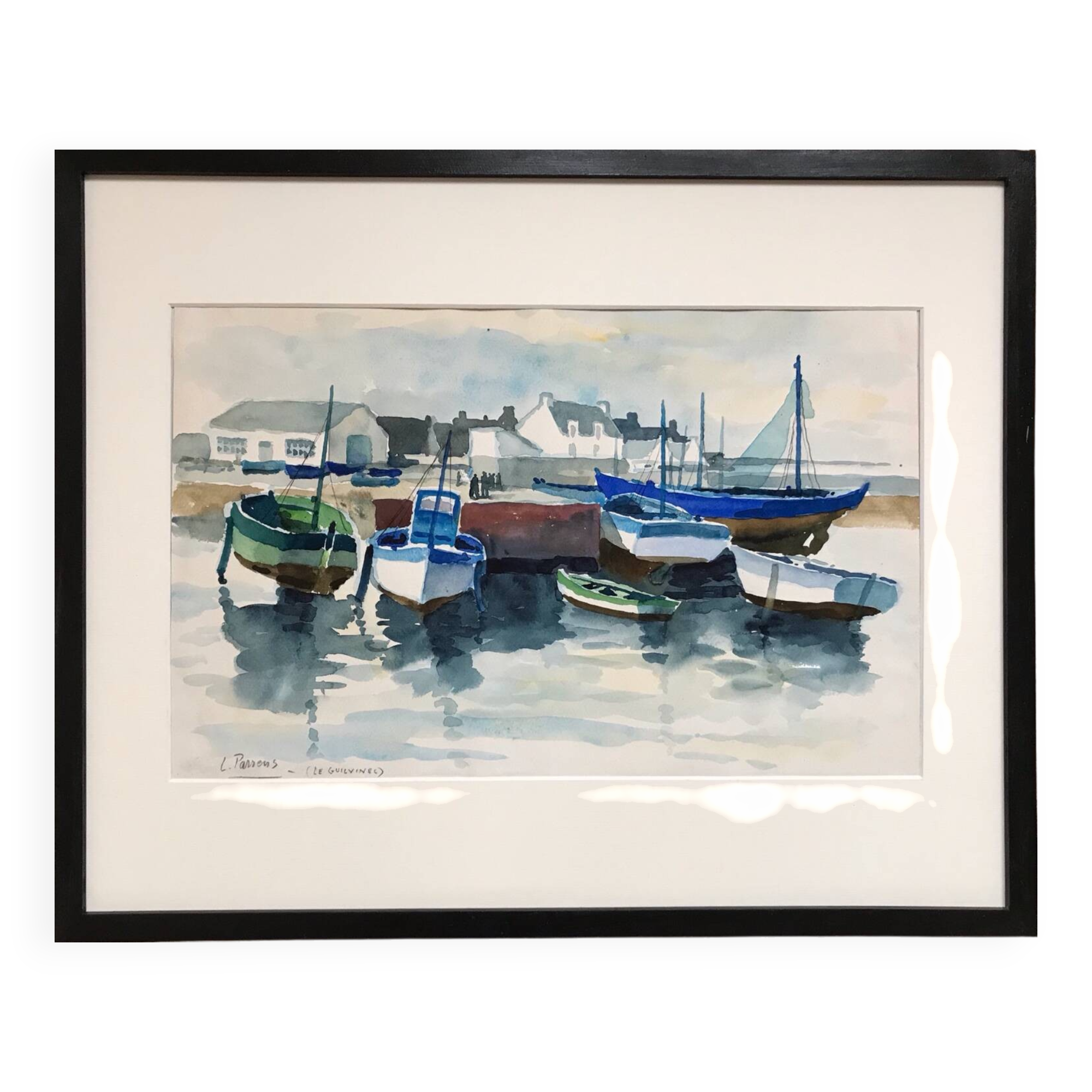 Watercolor by Louis PARRENS (1904-1993). Le Guilvinec