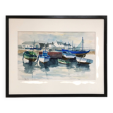 Watercolor by Louis PARRENS (1904-1993). Le Guilvinec