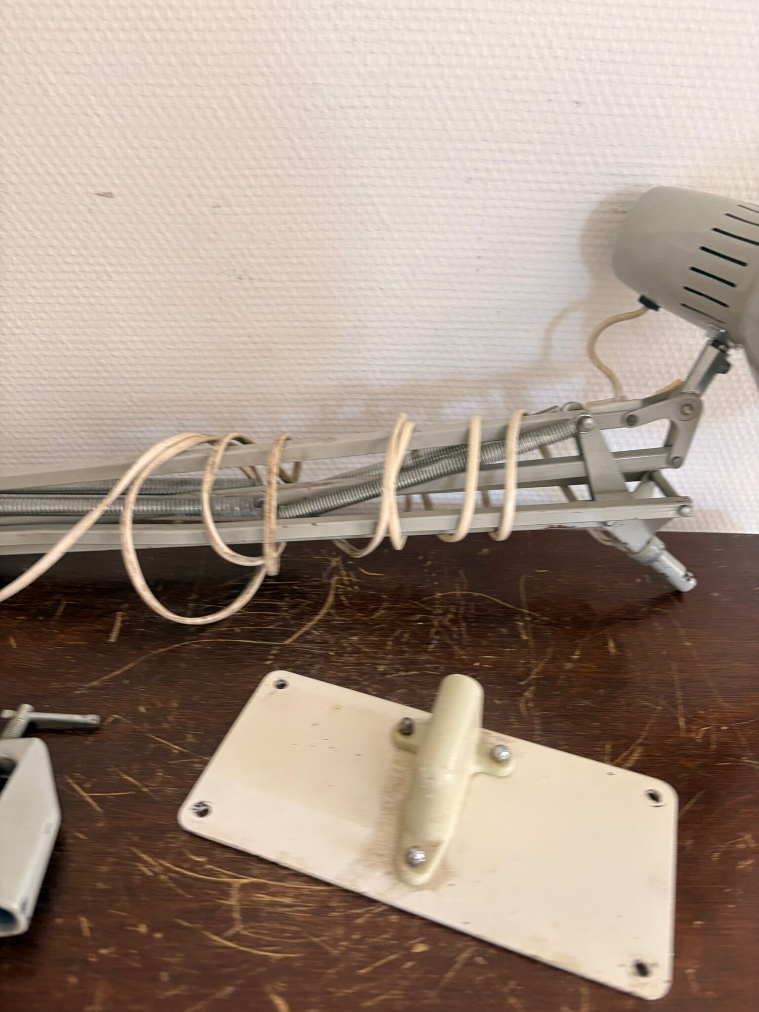 Vintage Grey Articulated Architect Lamp 1970s Ledu Office CHR Caen