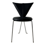 Six chaises en métal recouvertes de similicuir noir, de Lubke, Allemagne, années 1990