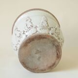 Beige glazed terracotta planter cache pot