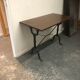 Old rectangular metal bistro table Wooden top Bar Restaurant
