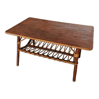 Table basse rotin vintage