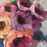 HSP painting "Bouquet of flowers" in vase signed Florent + frame
