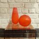 Pair of Murano vases by Seguso - Vintage Corroso glass in orange.