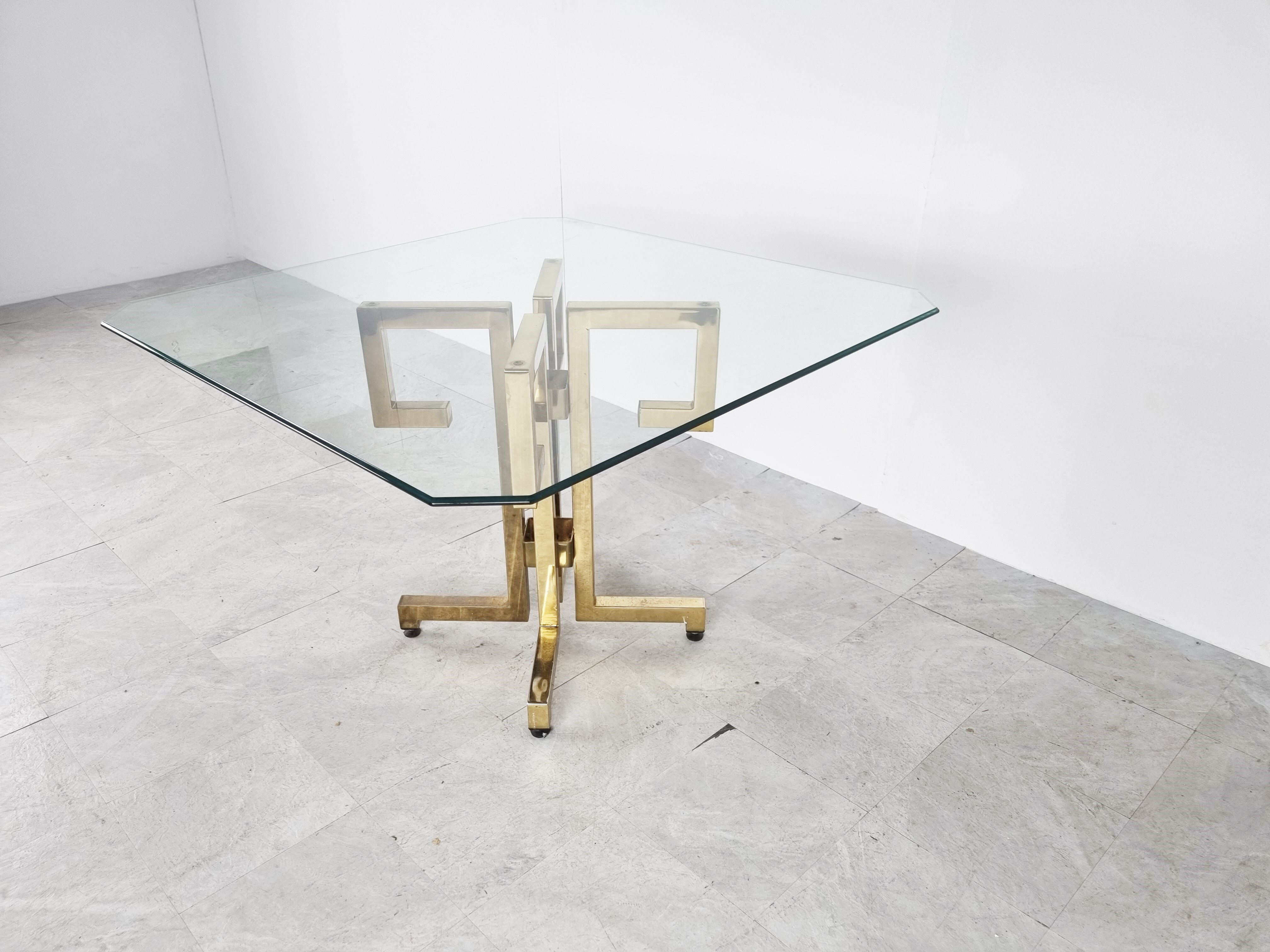Geometrical brass dining table, 1970s