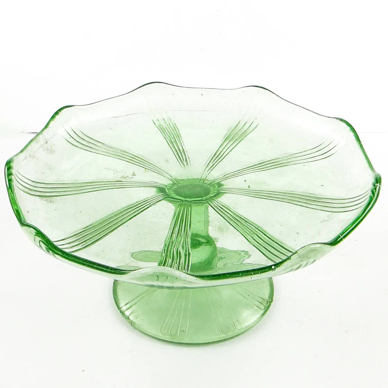 Art Deco cake stand, glass, Ząbkowice, Poland, 1970s