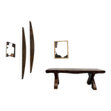 Table Brutaliste en Chêne Massif, Art Populaire (Vers 1900)