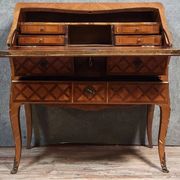 Louis XV period curved secretary desk in marquetry, circa 1750