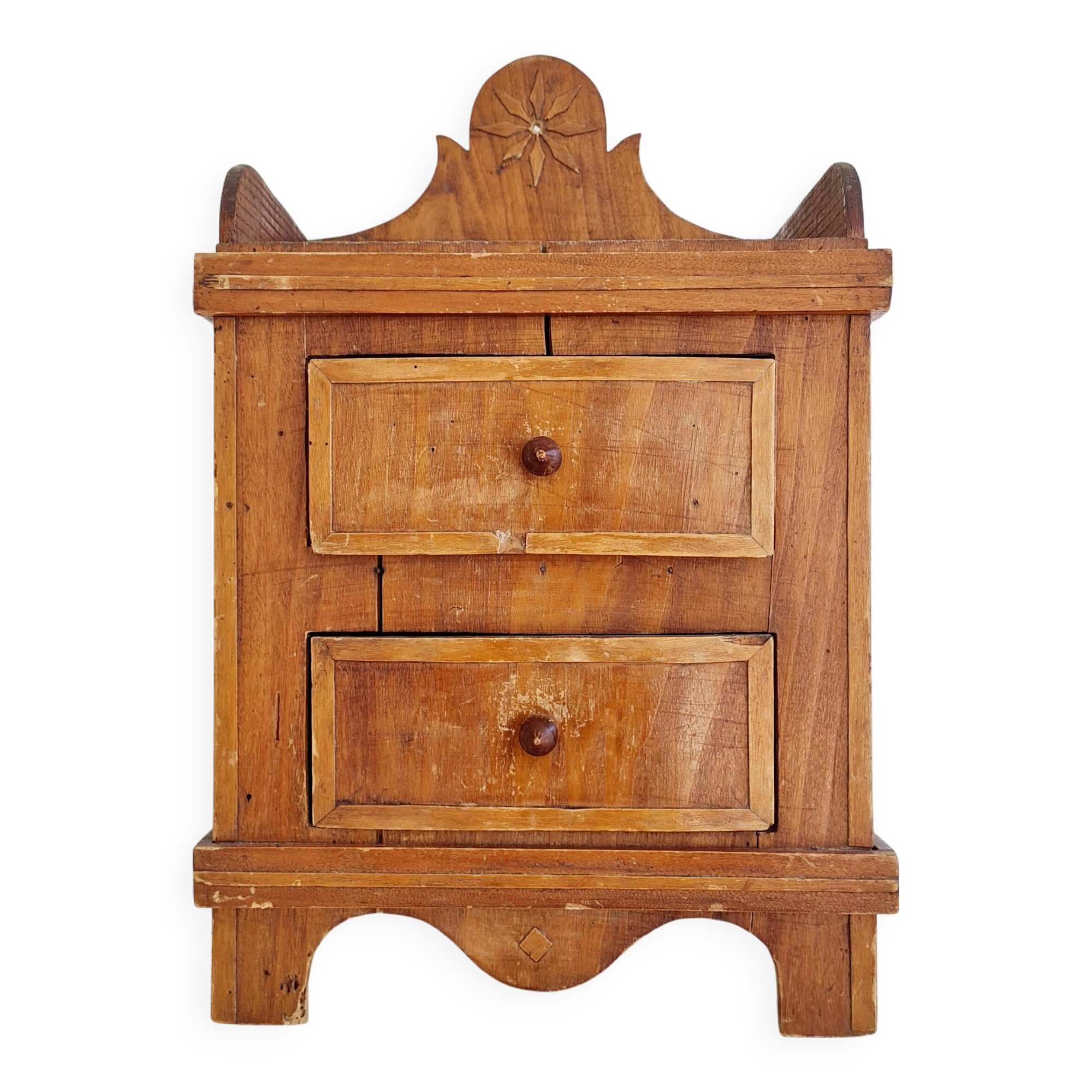 Bedside table, antique piece of furniture with drawers
