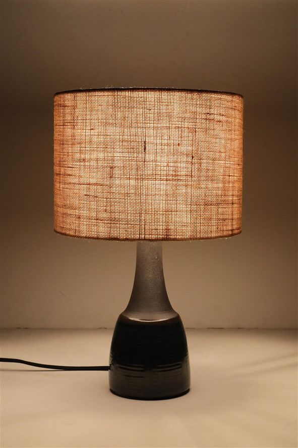 Lampe de table Søholm "1040" avec abat-jour en jute / céramique / style mid-century / design danois moderne / années 1960 / 1970 / Cloos & Co.