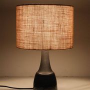 Søholm "1040" table lamp with jute lampshade / ceramic / mid-century / Danish modern design / 1960s / 1970s / Cloos & Co.