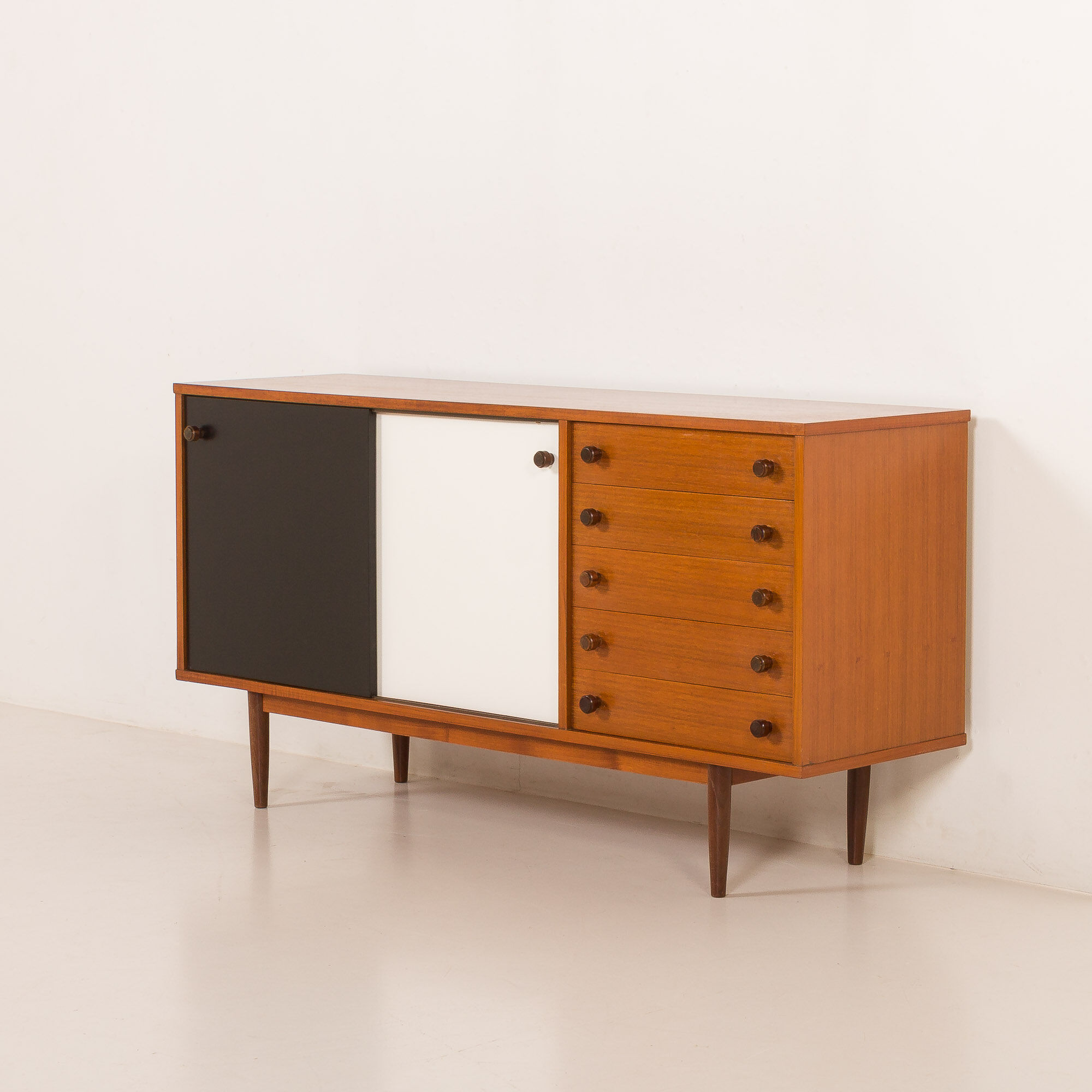 Vintage teak sideboard in the style of Charlotte Perriand, 1970s