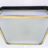 Grand plafonnier ou applique murale de style Bauhaus, en laiton et verre, taille XXL, années 1940