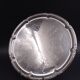 Silver metal tray with a flower decoration - circa 1950