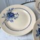 Set of 6 flat plates blue flowers Saint-Amand years 30-40