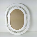Large framed white wicker mirror 1970s  57x72cm