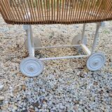 Wicker cradle on wheels, late 19th century