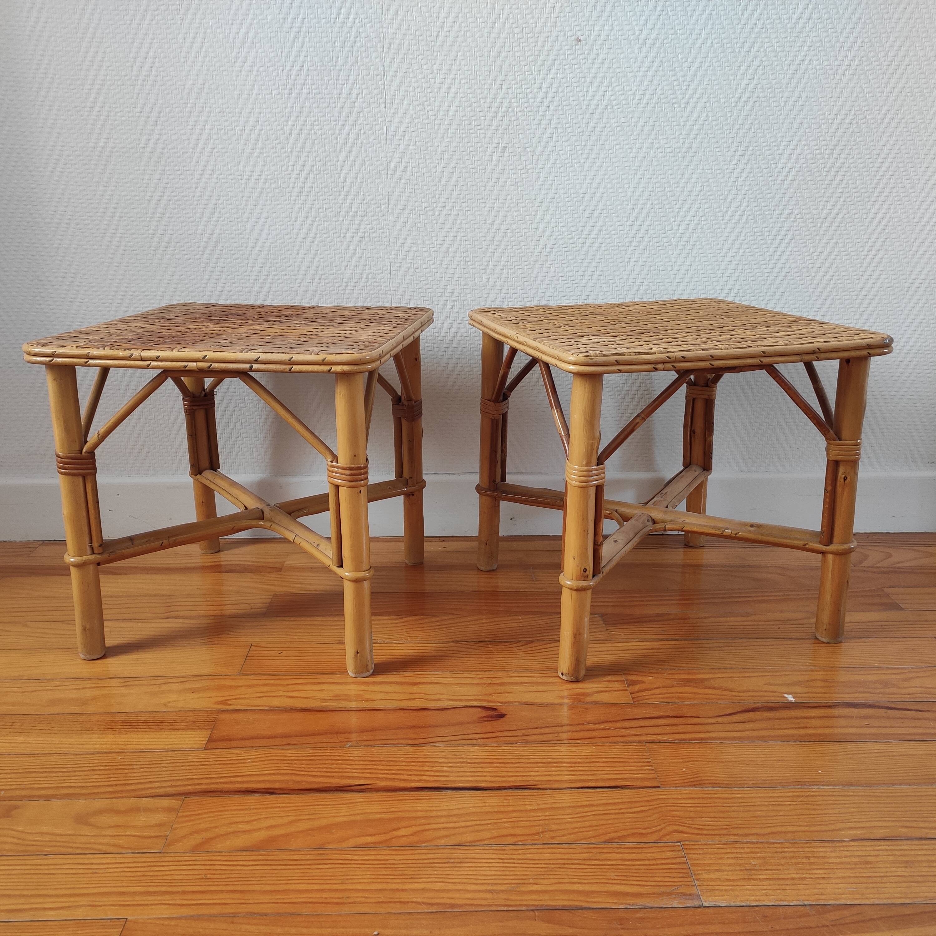 Rattan bedside tables