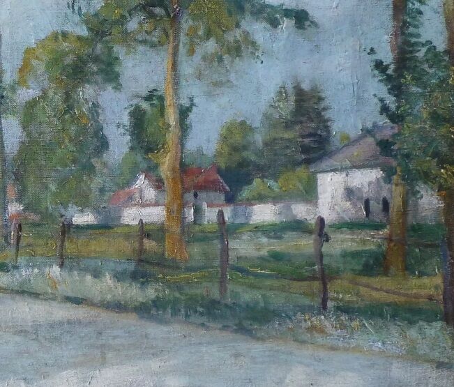 Sunny village entrance - Oil on canvas