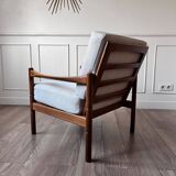 Fauteuil scandinave tissu blanc
