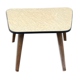 Guerin small square coffee table formica marble beige door midcentury plant 1950 vintage
