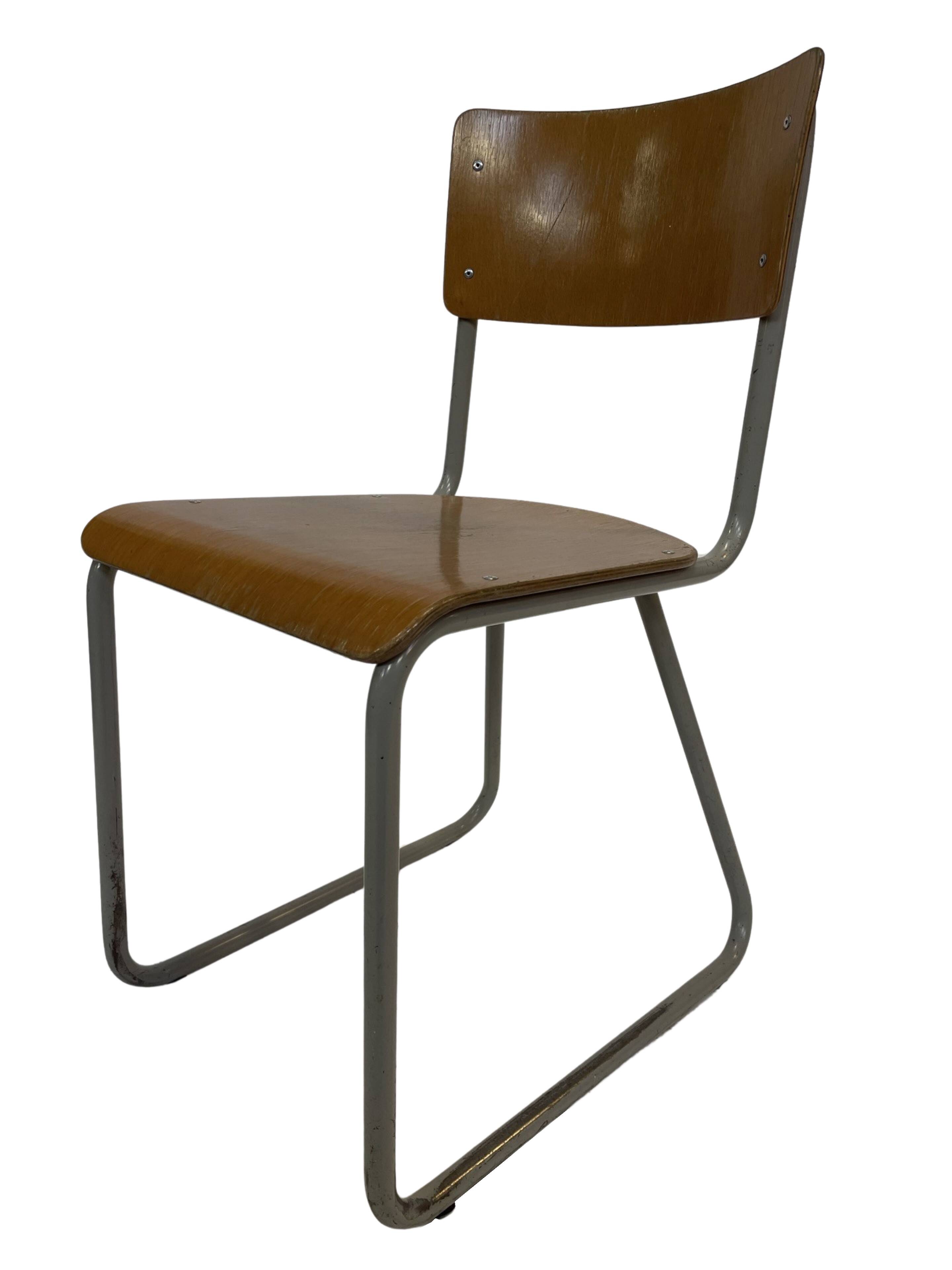 Vintage school chair 1960s minimalist design wood and metal