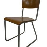 Vintage school chair 1960s minimalist design wood and metal