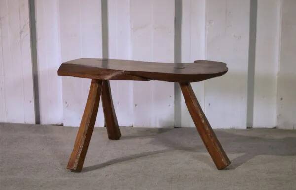 Brutalist oak stool, 1960s