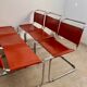 Lot 6 tubular chairs S33 design Mart Stam vintage cognac leather from the 70s