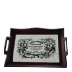 Ancien plateau de bar en bois et miroir sérigraphié "Doubay Frères"