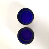 Paire de salières cristal bleu et argent