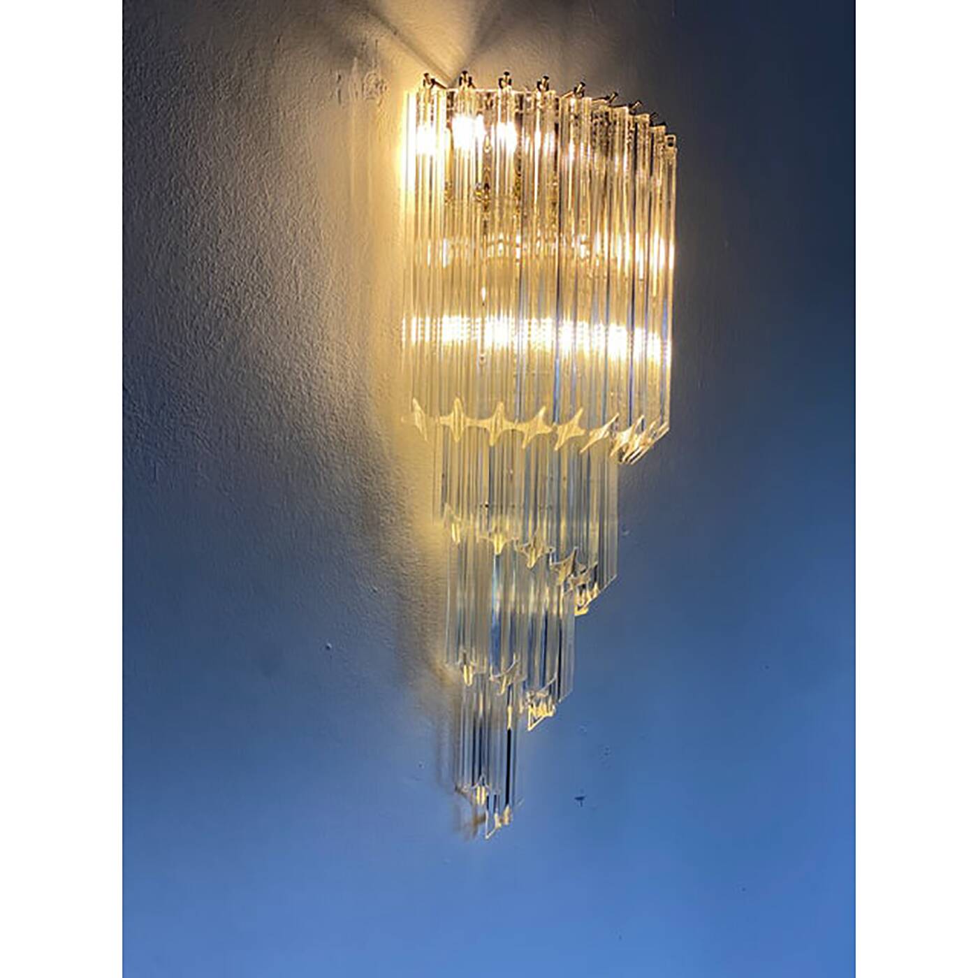 Set of Two Venetian "Quadriedro" Twist Murano Glass Wall Sconces