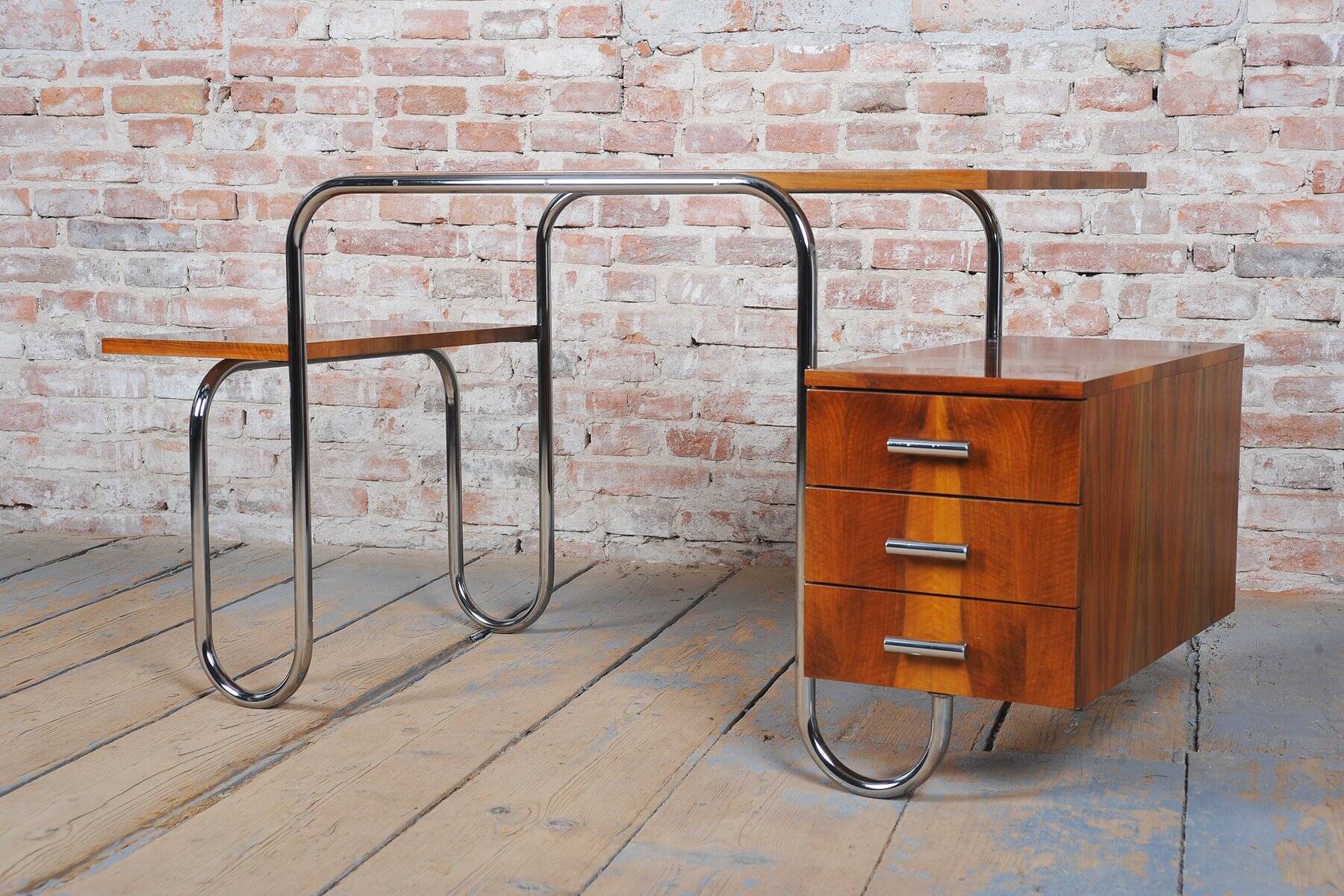 Bauhaus Walnut Writing Desk by A. Lurcat for Kovona, Czech, 1940s