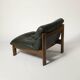 Sling chair in wood and green leather, germany, 1970s
