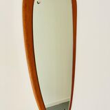 Vintage triangular wall mirror teak frame
