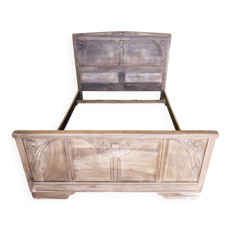 Old Art Deco walnut sideboard - sandblasted, treated, protected